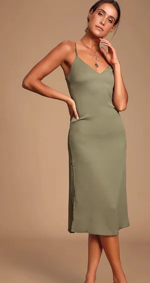 Lulus Perfect For You Sage Green Midi Column Dress thumbnail 1