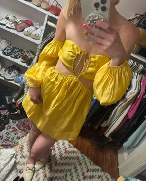 Revolve Yellow Cut-Out Cocktail Dress thumbnail 2