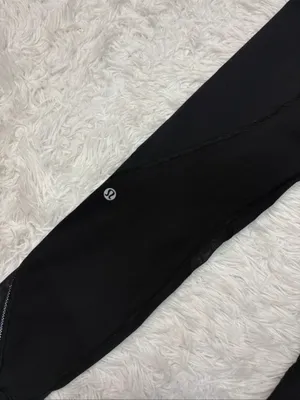 Lululemon black ankle mesh leggings size 6 thumbnail 3