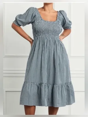 The Hill House Home Louisa Nap Midi Dress in Emerald Green Gingham (Size Small) thumbnail 2