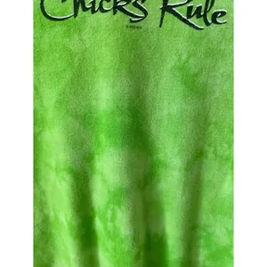 Vintage Harley Davidson Chicks Rule Lime Green Tie Dye Baby Tee thumbnail 9