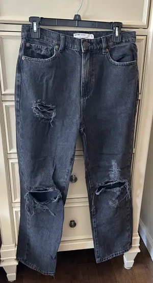 Garage Distressed Black Vintage Straight Leg Jeans thumbnail 1