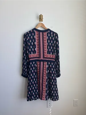Gal Meets Glam Woodblock Print Button Front Midi Dress Size 10 thumbnail 11