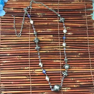 Chico’s Long Silver Tone Beaded Necklace thumbnail 6