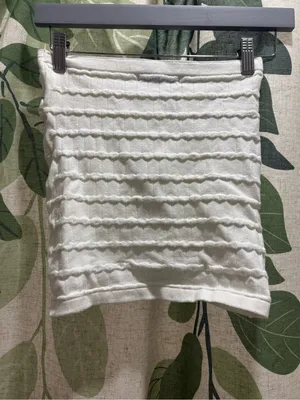 Zenana Outfitters White Textured Mini Tube top with Front Twist thumbnail 2