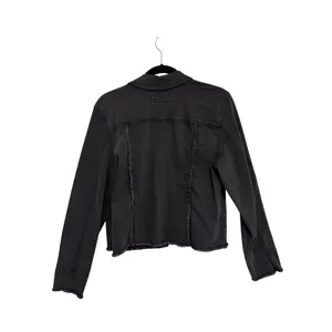 NEW Maurices Washed Black Denim Cropped Jacket Raw Hem - Size L thumbnail 2