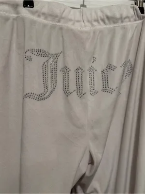 Juicy Couture Ivory Velour Rhinestone Wide Leg Sleep Pants XL Y2K thumbnail 5