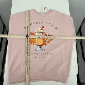 Goodie Two Sleeves Pumpkin Spice Sweatshirt Women's Size L Pink Graphic Pullover thumbnail 5