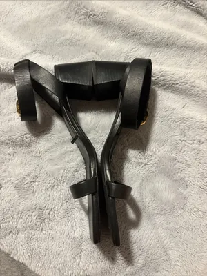 EUC Zara Black Square-Toe Ankle-Strap Heels with Block Heel Size 40 thumbnail 3
