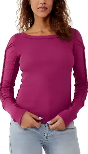 Free People We the Free Womens‎ Y2K Daisy Chain Braided Sleeve Cuff Knit Top S thumbnail 1