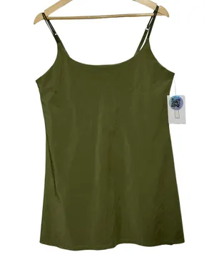 Abercrombie & Fitch Olive Green Spaghetti Strap Slip Dress Shapewear Size Large thumbnail 1