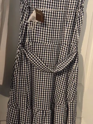 Melonie Black & white gingham button up dress bottom ruffle cloth belt unworn thumbnail 5