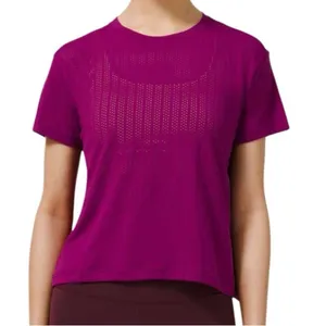 Lululemon Train to Be Short Sleeve *Stripe Rain Stripe Deep Fuschia thumbnail 6