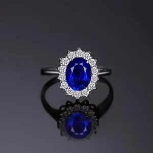 Sterling Silver SIZE 9 925 Blue Sapphire Engagement Ring thumbnail 2