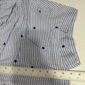 JANE & DELANCEY Womens 2X Button Front Top Blouse Cap Sleeve Stripes Star **Flaw thumbnail 7
