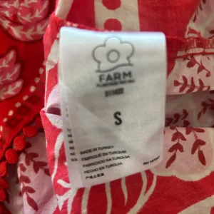 Farm Rio Summer Sunrise Mini Dress Small Red Smocked Puff Sleeve Tropical Summer thumbnail 9