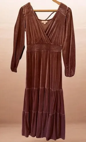Knox Rose Rose Pink Velvet Long Sleeve A-Line Dress XS thumbnail 1