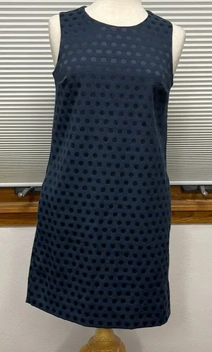 GAP NWT Deep True Navy Jacquard Dot Sleeveless Shift Dress Size Small thumbnail 1