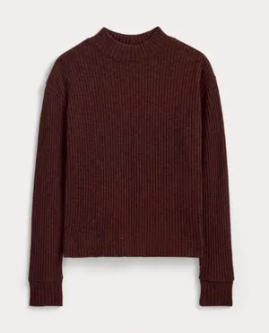 Everlane The Cozy Rib Funnel-Neck Dark Mahogany Large brown fall thumbnail 1