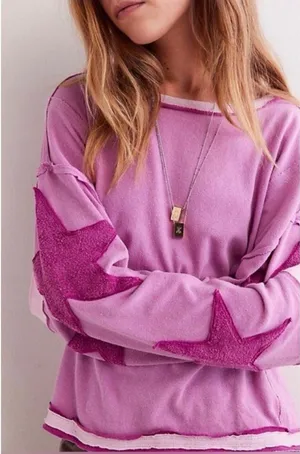 NWOT Free People We The Free You're A Star Tee - pink magenta - Small thumbnail 1