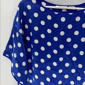 Victoria's Secret Polka Dot Sleep Shirt Womens Size S Blue Vintage Y2K Satin Top thumbnail 2