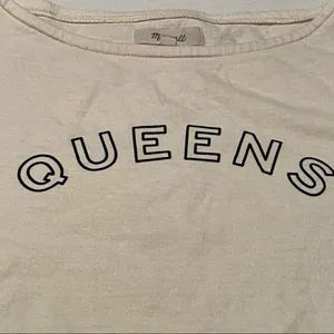 Madewell Queens Womens Size Medium Cream Long‎ Sleeve Crewneck Popover Shirt Top thumbnail 2