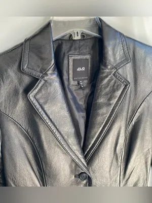 JLC New York vintage 90s Y2K black leather blazer jacket downtown girl winter M thumbnail 2