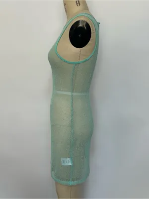 White Fox Boutique Mint Green Sheer Knit Slip thumbnail 5