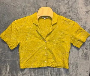 2141 | Madewell Linen Floral Embroidered Crop Top Yellow Womens M Summer thumbnail 1