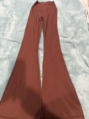 Offline by Aerie Real Me High Waisted Crossover Rib Super Flare Legging in Brown thumbnail 3