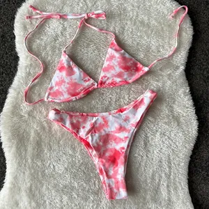 Coral pink tie dye three pieces set thumbnail 6