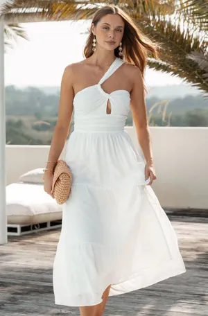 Petal & Pup VINNY ONE SHOULDER MAXI DRESS - WHITE Size Small thumbnail 1