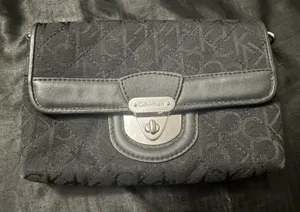Calvin Klein Signature Logo Canvas Trifold Wallet Clutch thumbnail 1