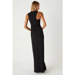 NWT Lulus Poised Preparation Black Asymmetrical Column Maxi Dress Party Size XL thumbnail 3