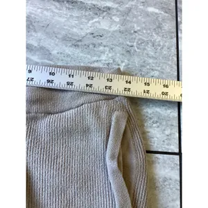 FIGS Ribbed Knit Wide Leg Lounge Pants Tan XS W18LW3003 Drawstring Pockets thumbnail 5