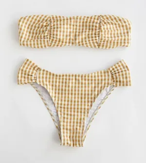 SheIn Gingham Bandeau Bikini Swimsuit thumbnail 1