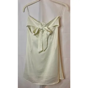 UO Mira Strapless Tie-Back Bow Satin Slip Mini Dress in Ivory Women's sz. M thumbnail 4