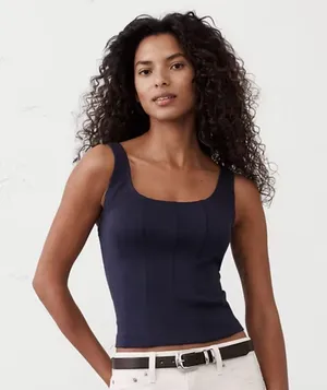 Banana Republic Navy blue scuba knit Tank Top. Size Medium. NWT. thumbnail 1