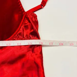 Fredericks of Hollywood Chemise Women 38 Red Satin Floral‎ Embroidered Slip thumbnail 10