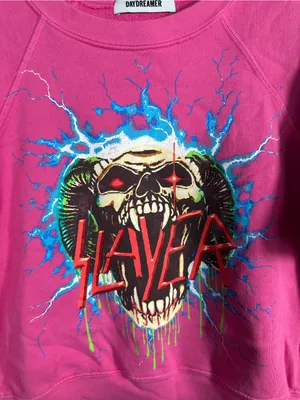Daydreamer Slayer‎ Electrified Sweatshirt Womens S Pink Skull Graphic Band thumbnail 7