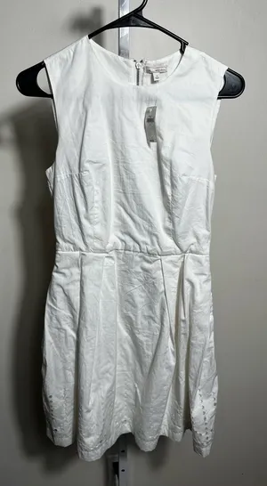 X23. GAP White Sleeveless Mini Dress with Eyelet Detail thumbnail 1