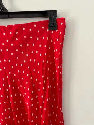 Anthropologie Maeve Gemma Printed Red White Bias Cut Polka Dot Maxi Skirt XS thumbnail 3