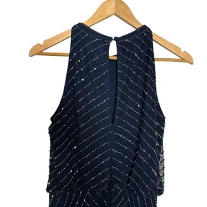 Adrianna Papell Navy Blue Sleeveless Blouson Beaded Cocktail Formal Gown Size 6 thumbnail 10
