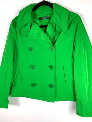 Lauren Ralph Lauren Jacket 8 Green Double Breasted Cropped Lightweight thumbnail 4