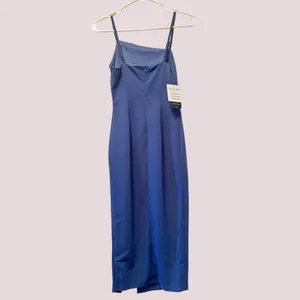 NWT Gray/Blue Spaghetti Strap Asymmetrical Midi Dress – XS‎ thumbnail 7