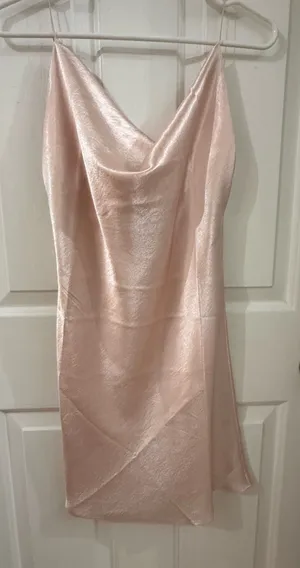 Shop Priceless Pink champagne silk dress thumbnail 1