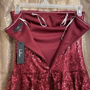 Lulus on the invitation burgundy sequin strapless mini dress, NWT thumbnail 8