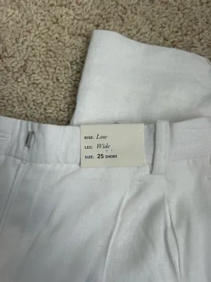 NWT Abercrombie Tailored Linen-Blend Wide Leg Pant SHORT thumbnail 2
