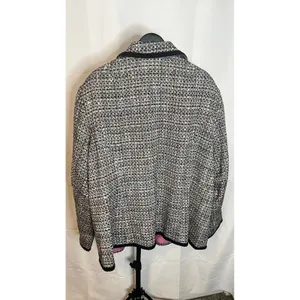 Lane Bryant Womens Plus Size 28‎ Tweed Blazer Multi Color Black Trim Pink Lining thumbnail 3