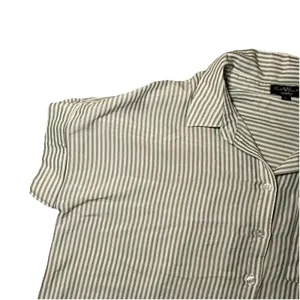 Women's Casual Light Green & White Striped Button Down Summer, Vacation.‎ LG thumbnail 3